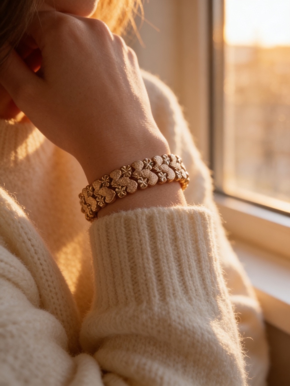 Rose Gold Heart & Star Link Bracelet